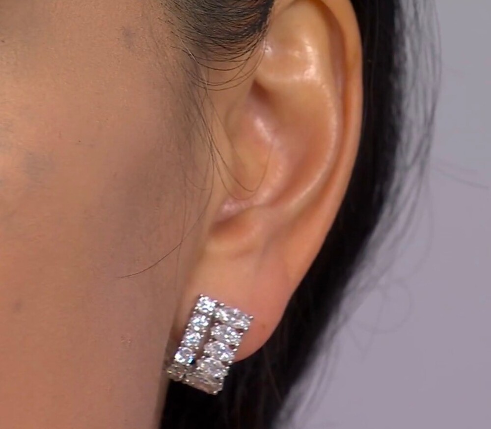 Diamonique Statement Drop Earrings, Sterling Silver CZ